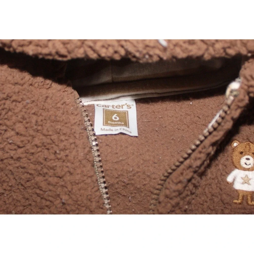 Carters Baby Boy 3pc Brown Bear Sherpa Jacket Hoodie Pants Set 6 Months